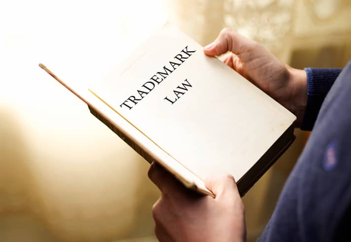 Concept of trademark law on a book